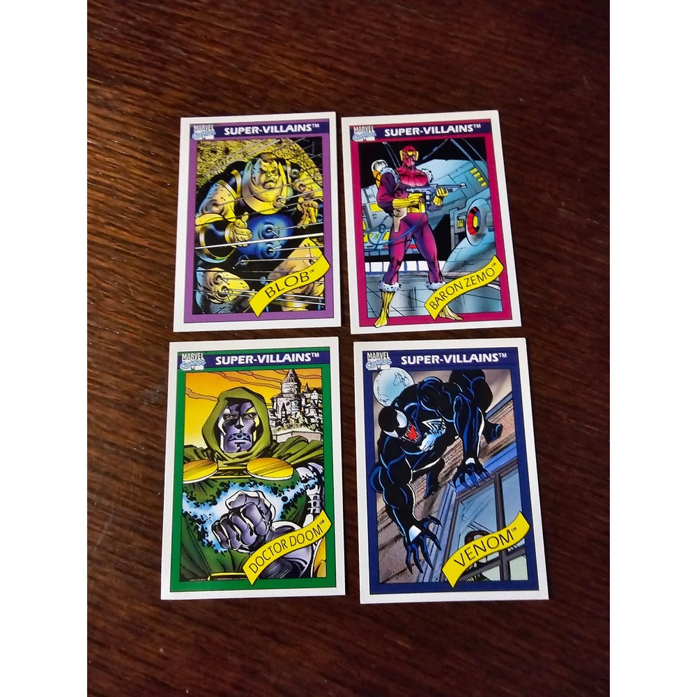 Marvel Super-Villains Cards 1990 Impel Trading Blob‎ Zemo Doom Venom Set